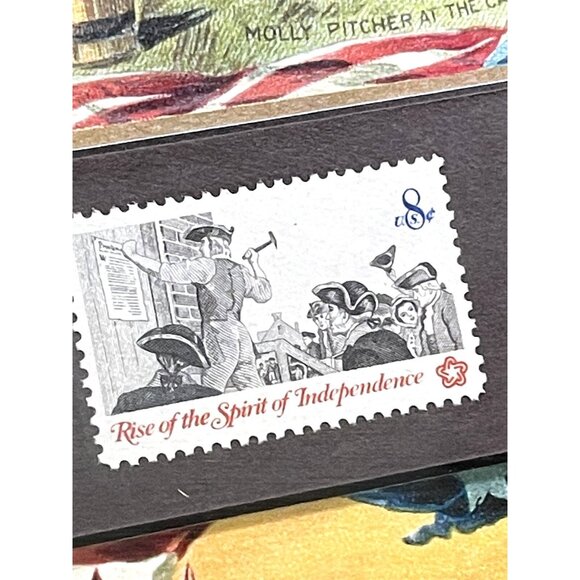 Framed Historical American Stamp Art Depicting Washington & Molly Pitcher - Picture 4 of 8